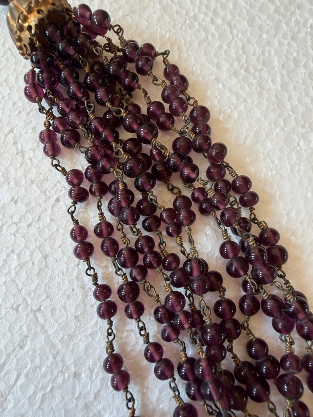 Vintage Multi-Strand Garnet Bead Necklace  11 stings